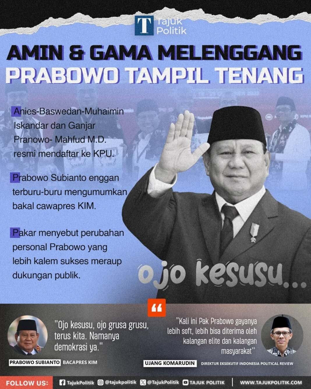 AMIN dan GAMA Melenggang Prabowo Tampil Tenang