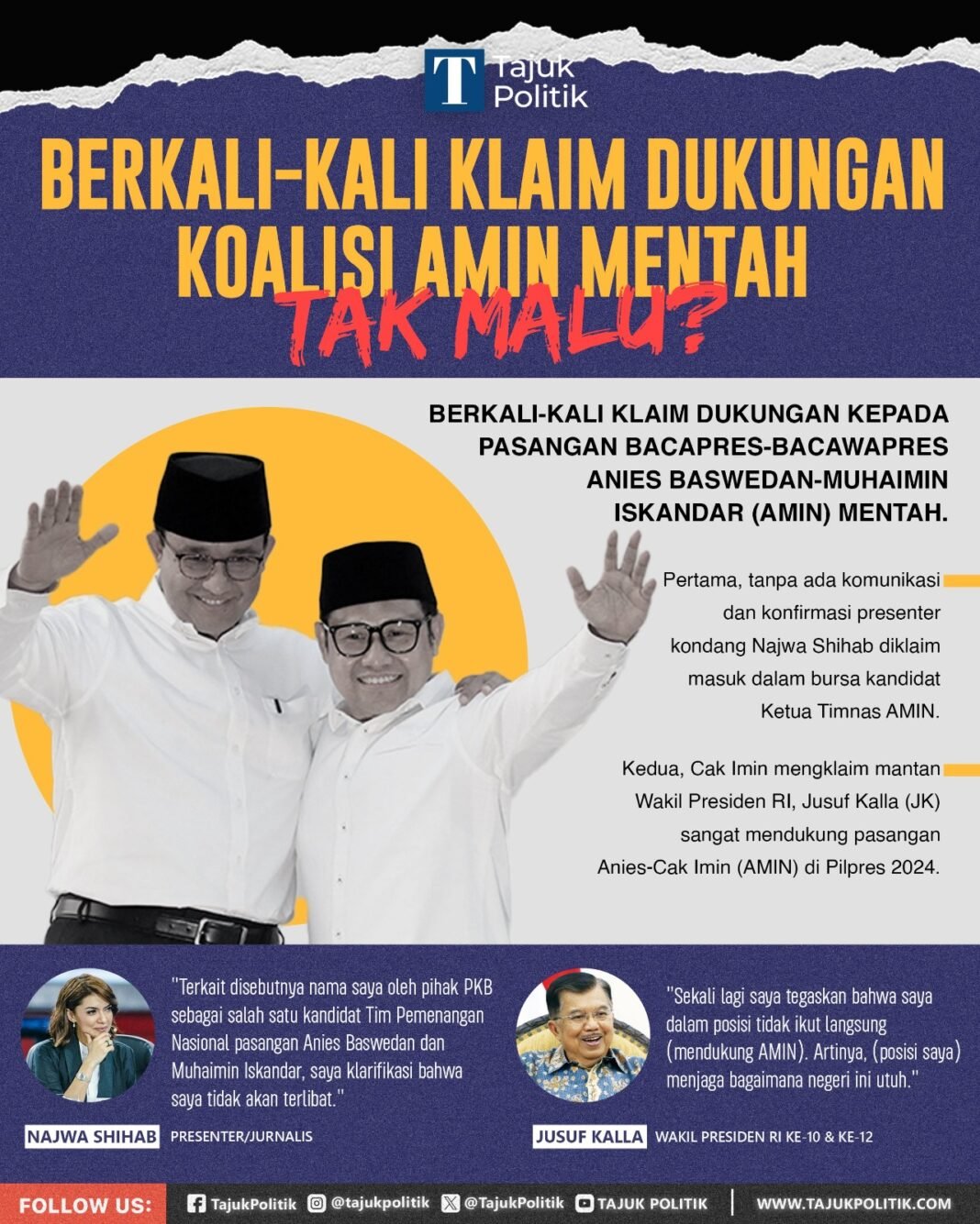 Berkali-kali dukungan Amin Mentah