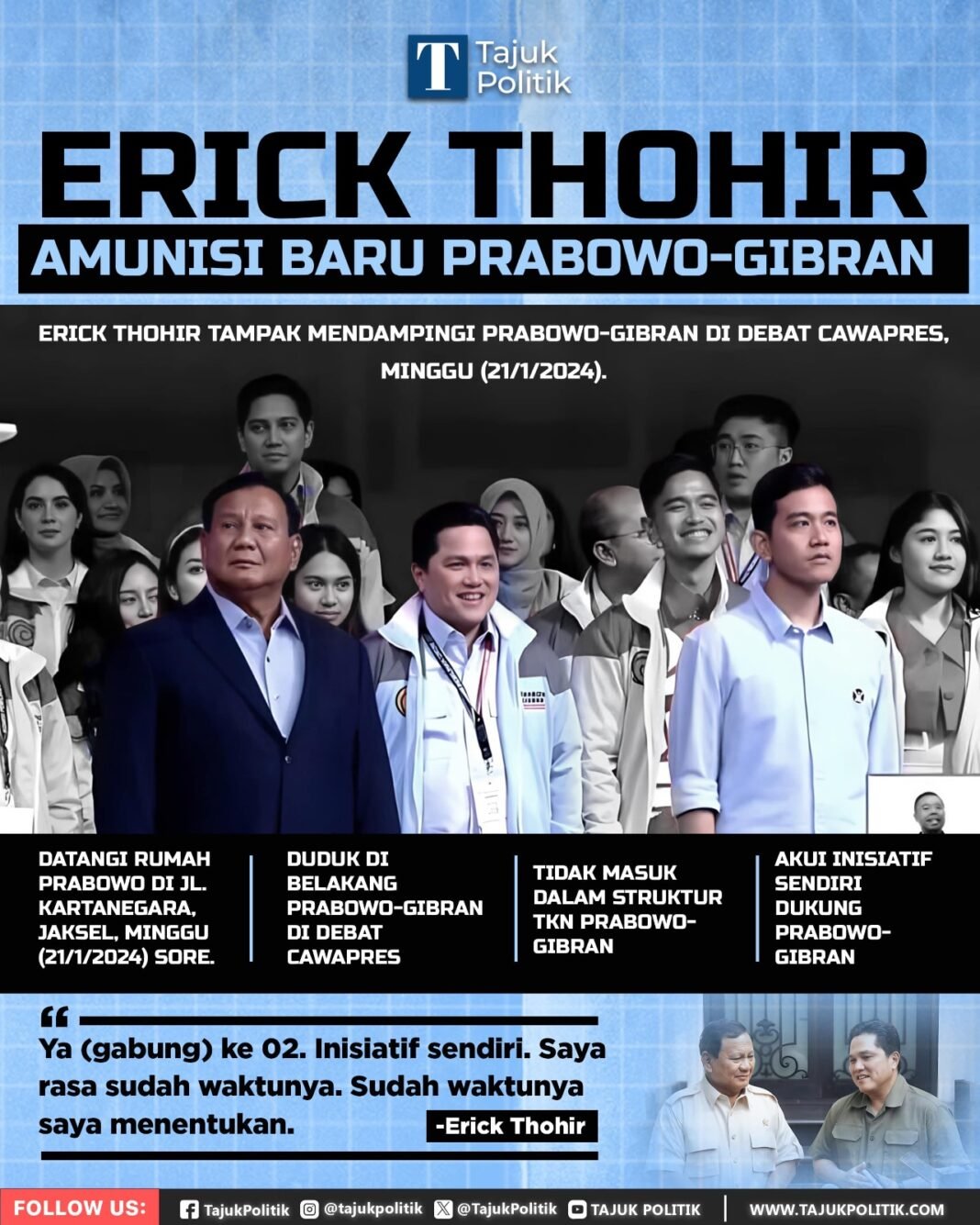 Erick Thohir amunisi baru Prabowo-Gibran