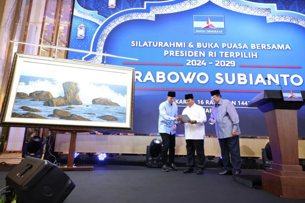prabowo terima lukisan karya SBY