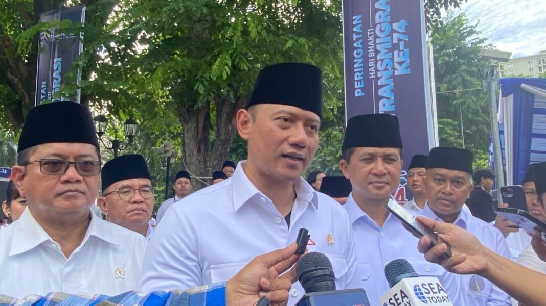 menko AHY usai upacara hari transmigrasi