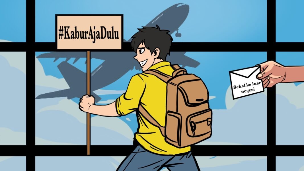 Ilustrasi hashtag #KaburAjaDulu