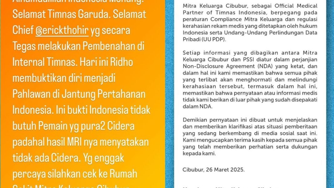 Klarifikasi RS Mitra Keluarga Cibubur