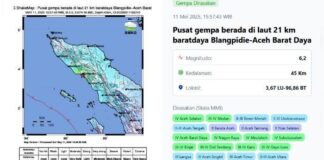 Gempa M 6,2 Guncang Blang Pidie Aceh, Tidak Berpotensi Tsunami Gempa M 6,2 di Blang Pidie Aceh