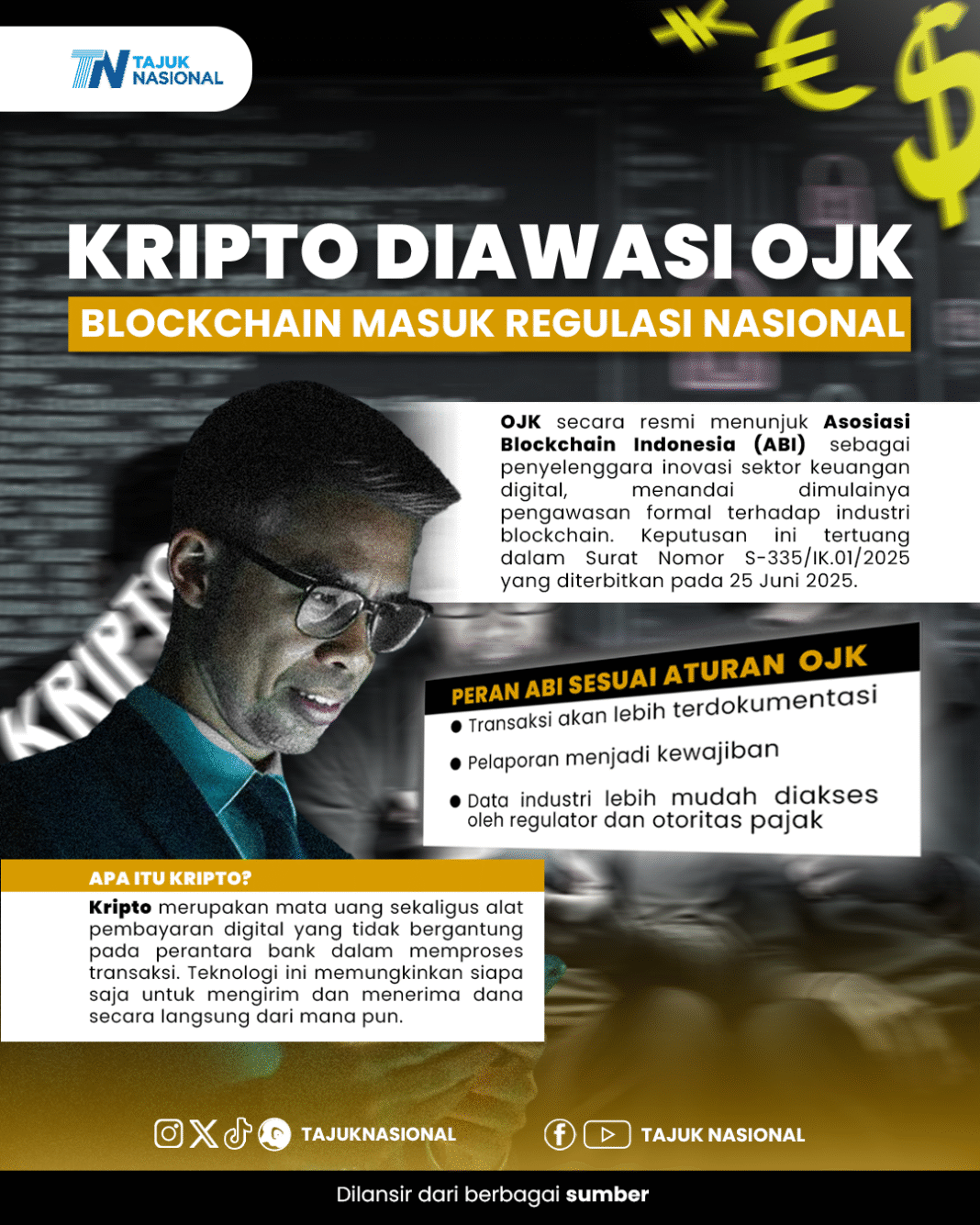 Resmi! Kripto Diawasi OJK Mulai 2025, Blockchain Masuk Regulasi Nasional