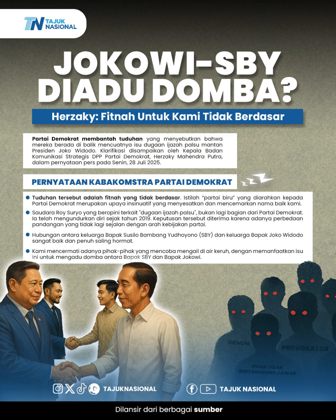 Jokowi dan SBY Diadu Domba? Demokrat Klarifikasi Fitnah Politik 2025