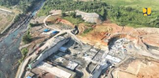Progres pembangunan Bendungan Jenelata di Kabupaten Gowa, Sulawesi Selatan, sebagai bagian dari proyek strategis nasional untuk mendukung ketahanan air dan pangan.