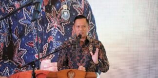 Menko AHY sampaikan sambutan di Rakornas IG 2025 di Jakarta