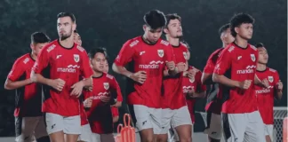 pemain timnas Indonesia U-23 sedang latihan