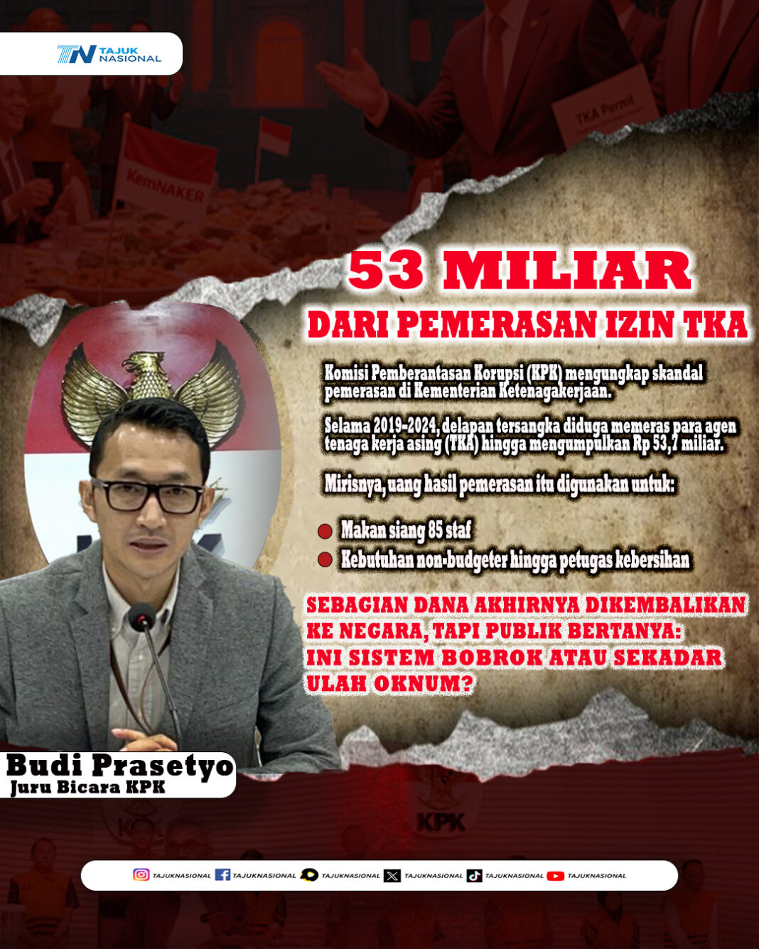 Skandal 53 Miliar dari Pemerasan Izin TKA: Sistem Bobrok atau Ulah Oknum?