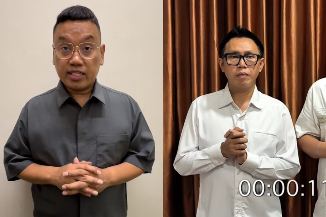 Uya Kuya dan Eko Patrio ketika menyampaikan permohonan maaf.