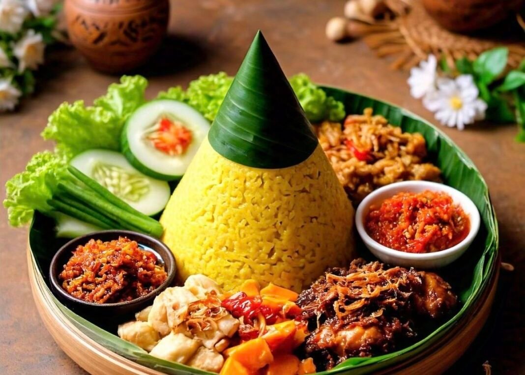 Nasi tumpeng salah satu makanan khas perayaan 17 Agustus. Nasi tumpeng salah satu makanan khas perayaan 17 Agustus.