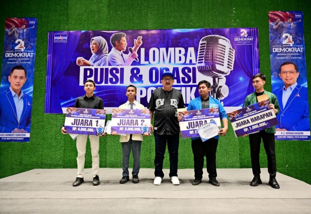 Beri Ruang Generasi Muda, Demokrat Sulsel Gelar Lomba Puisi dan Orasi Politik