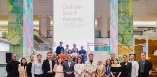 Menteri Ekraf Teuku Riefky Harsya sambutan Golden Swirl Awards 2025