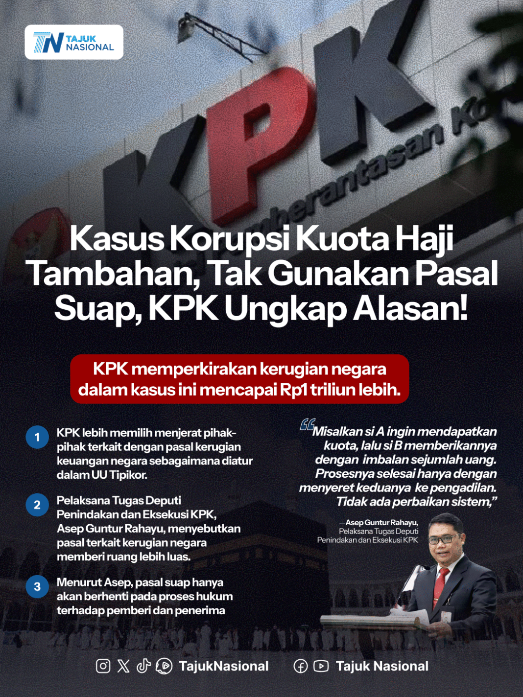 Kasus Korupsi Kuota Haji Tambahan: KPK Ungkap Alasan Tak Gunakan Pasal Suap