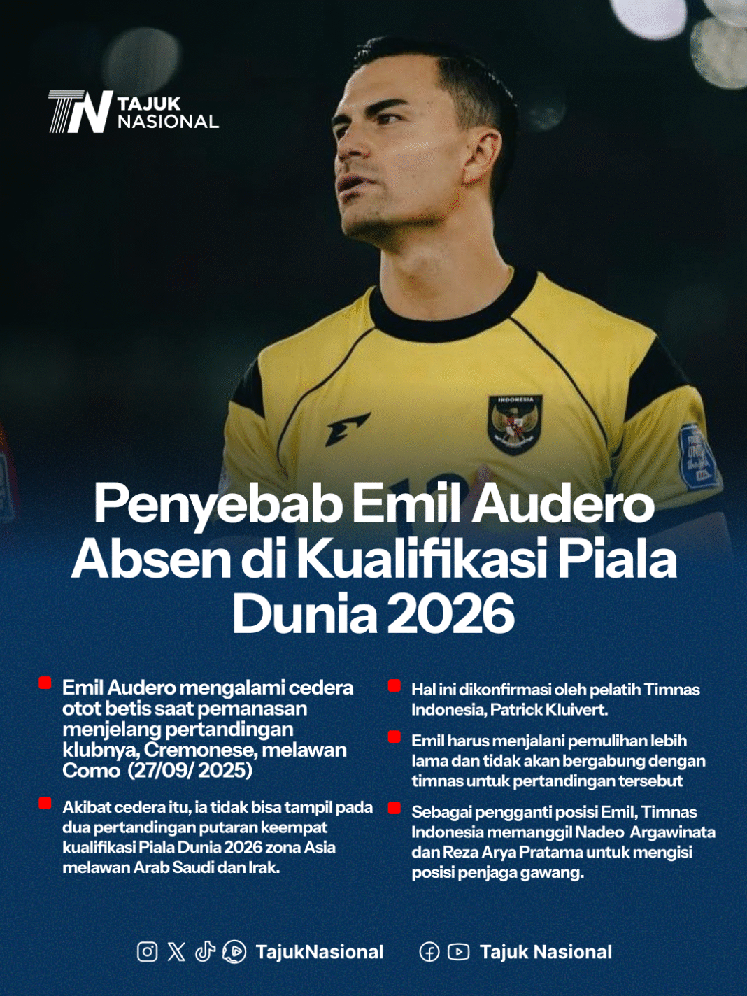20251004_011-poster-audero absen Penyebab Emil Audero Absen di Kualifikasi Piala Dunia 2026, Timnas Panggil Dua Kiper Pengganti