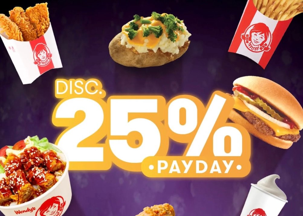 Dalam rangka momen payday, Wendy’s menghadirkan promo spesial berupa diskon 25% untuk seluruh pelanggan setianya. Dalam rangka momen payday, Wendy’s menghadirkan promo spesial berupa diskon 25% untuk seluruh pelanggan setianya.