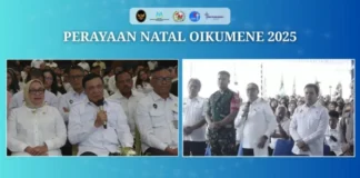 Menko Polkam Djamari Chaniago menghadiri Perayaan Natal Oikoumene 2025.