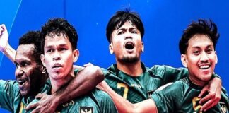 Skuad Timnas Futsal Indonesia berselebrasi usai memenangkan pertandingan di ajang AFC Futsal Asian Cup 2026, Februari 2026 ini. Duel Indonesia Vs Iran akan tersaji di laga puncak yang akan digelar pada Sabtu besok. OFFICIAL INSTAGRAM FUTSAL ASIA 2026 @FUTSALACID2026 / REPRO