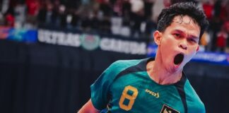 Indonesia Vs Vietnam Dramatis! Ardiansyah Nur Dkk Bawa Timnas Futsal Lolos Semifinal AFC Futsal Asian Cup 2026 Pemain Timnas Futsal Indonesia, Ardiansyah Nur berselebrasi usai sukses membobol gawang Timnas Vietnam di duel Perempat Final Piala Asia Futsal 2026, Selasa (3/2/2026). Skuad Timnas Futsal Indonesia akhirnya Lolos ke Babak Semifinal Kamis nanti, dan akan bertarung dalam laga Indonesia Vs Jepang ! OFFICIAL INSTAGRAM TIMNAS FUTSAL/ REPRO