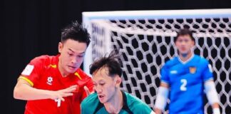 Indonesia Vs Jepang Semi Final Piala Asia Futsal 2026, Ini Jadwal Kick Off Timnas hingga Rekor Pertemuan Kedua Tim Aksi pemain Timnas Indonesia (hijau) di laga lanjutan Piala Asia Futsal 2026 melawan Timnas Vietnam, Selasa(3/2/2026). Menang 3-2 dari lawan,Skuad Garuda asuhan Coach Hector Souto melaju ke Semi Final dan akan menghadapi Timnas Jepang berebut tiket ke Grand Final. OFFICIAL INSTAGRAM TIMNAS FUTSAL INDDONESIA / REPRO