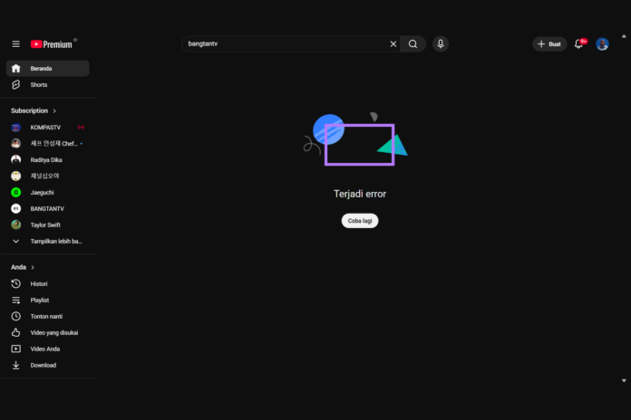 YouTube Down Global Pagi Ini! Ratusan Ribu Pengguna Panik, Beranda dan Shorts Mendadak Hilang