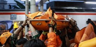 Update Daftar 16 Nama Korban Meninggal Kecelakaan KRL dan KA Argo Bromo di Bekasi Timur Petugas melakukan penanganan usai kecelakaan KA Argo Bromo Anggrek dan KRL di Stasiun Bekasi Timur yang menyebabkan 16 orang meninggal dunia.