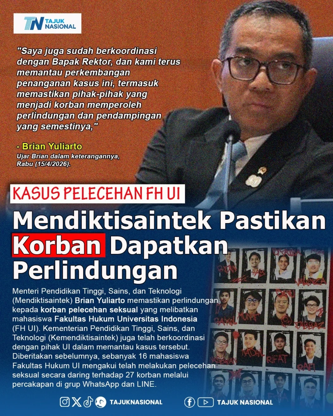 Kasus Pelecehan FH UI: Mendiktisaintek Pastikan Korban Dapat Perlindungan