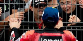 ABSEN GP CATALAN - Marc Marquez menjumpai fansnya usai Race di MotoGP 2026 beberapa waktu lalu. Marc Marquez dipastikan absen dalam Jadwal MotoGP terbaru pekan depan, setelah mengalami kecelakaan parah di race MotoGP Prancis 2026, Minggu (10/5/2026). OFFICIAL INSTAGRAM MARC MARQUEZ / REPRO