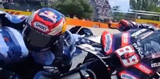 INSIDEN BALAPAN - Momen dua pembalap saling bertabrakan dalam race utama MotoGP Catalunya 2026 tadi malam, Minggu (17/5/2026). Inilah arti Red Flag MotoGP yang dua kali dikibarkan di race puncak Moto GP Catalan 2026 ini. OFFICIAL INSTAGRAM MOTOGP/REPRO