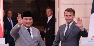Presiden Prabowo Subianto bertemu Presiden Prancis Emmanuel Macron di Istana Elysee, Paris, dalam kunjungan ketiganya ke Prancis sepanjang 2026.