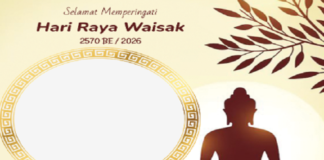 Ilustrasi Twibbon Hari Waisak 2026 yang bisa digunakan untuk menyebarkan pesan damai, kebijaksanaan, dan cinta kasih di media sosial.
