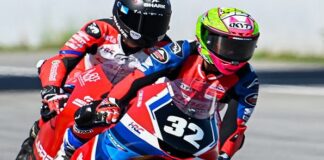 PEMBALAP MUDA BERBAKAT - Muhammad Kiandra Ramadhipa (depan nomor 32) memacu motor andalannya di Race Red Bull MotoGP Rookies Cup 2026 seri Le Mans pekan lalu. Pada Minggu (31/5/2026) hari ini, Pembalap Indonesia tersebut akan kembali beraksi di Race Moto3 Red Bull MotoGP Rookies Cup 2026 seri Mugello, Italia. OFFICIAL INSTAGRAM KIANDRA RAMADHIPA/REPRO