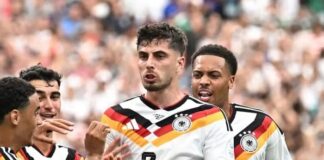 Daftar Top Skor Piala Dunia 2026: Havertz, Balogun, dan Ayari Berbagi Puncak Kai Havertz merayakan gol bersama Timnas Jerman saat mengalahkan Curacao 7-1 dan menyamai catatan Folarin Balogun di puncak daftar top skor sementara Piala Dunia 2026.