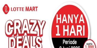 PROMO CUMA SEHARI - Lotte Mart menggulirkan promo dan diskon Crazy Deals ! Promo Lotte Mart terbaru ini hanya berlaku sehari saja, yakni di Rabu (9/6/2026). OFFICIAL INSTAGRAM LOTTE MART INDONESIA / REPRO