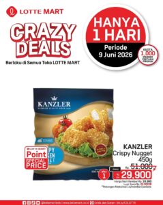 PROMO CUMA SEHARI - Lotte Mart menggulirkan promo dan diskon Crazy Deals ! Promo Lotte Mart terbaru ini hanya berlaku sehari saja, yakni di Rabu (9/6/2026). OFFICIAL INSTAGRAM LOTTE MART INDONESIA / REPRO