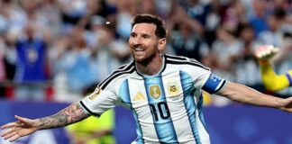 SELEBRASI GOL - Megabintang Timnas Argentina, Lionel Messi berselerbasi usai mencetak gol ke gawang Timnas Aljazair dalam pertandingan Piala Dunia 2026 hari ini, Rabu (16/6/2026). Hattrick ke gawang lawan membuat La Pulga kini samai rekor Miroslav Klose. OFFICIAL INSTAGRAM NATIONAL TEAM FOOTBALL OF ARGENTINA / REPRO