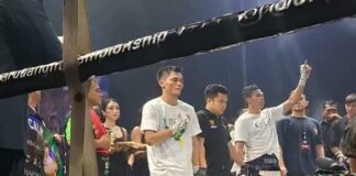 KEMENANGAN BERUNTUN - Aziz Calim berhasil memperpanjang rekor kemenangan dari Jekson Karmela alias KKJhe. Selepas The Krauser mengalahkan KKA Jhe di main event Garuda Fight Championship 2026 Series 2 kelas Featherweight yang digelar di Bali United Studio, Minggu (8/6/2026) dini hari WIB tadi. OFFICIAL INSTAGRAM GARUDA FIGHT/REPRO