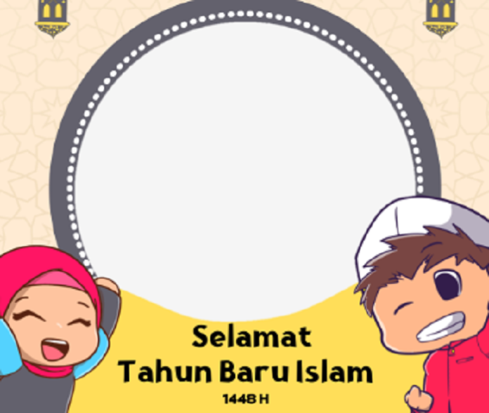 Ilustrasi twibbon Tahun Baru Islam 1448 H yang banyak dibagikan masyarakat di media sosial untuk menyambut 1 Muharram 2026. Twibbon menjadi salah satu cara populer untuk menyebarkan ucapan dan doa di awal tahun Hijriah.