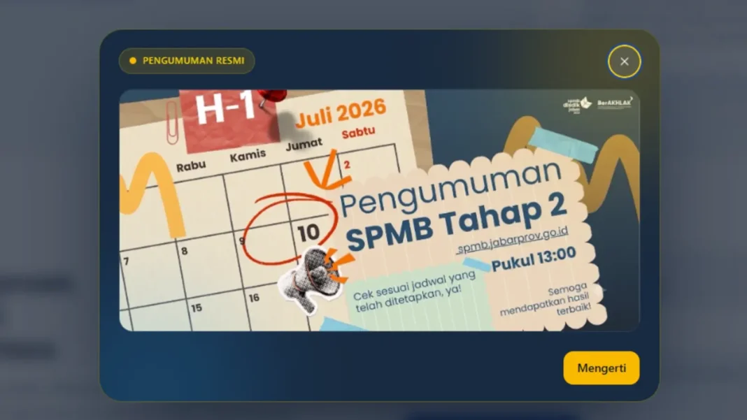 Hasil SPMB Jabar Tahap 2 Diumumkan Hari Ini, Simak Cara Cek hingga Jadwal Daftar Ulang