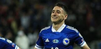 Luka Menalo, winger Timnas Bosnia dan Herzegovina yang dikabarkan segera bergabung dengan Persib Bandung untuk menghadapi Super League 2026/2027.
