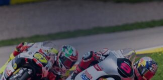 MAGIS PEMBALAP INDONESIA - Pembalap Indonesia di MotoGP 2026, Veda Ega Pratama (depan-nomor 9) berhasil kembali jadi sensasi saat menjalani race puntak di Moto3 Jerman 2026, Minggu (12/7/2026). Jejak sejarah Valentino Rossi di Sirkuit Ricardo Tormo pada MotoGP Valencia 2015 bak terulang. OFFICIAL INSTAGRAM HONDA TEAM ASIA/REPRO