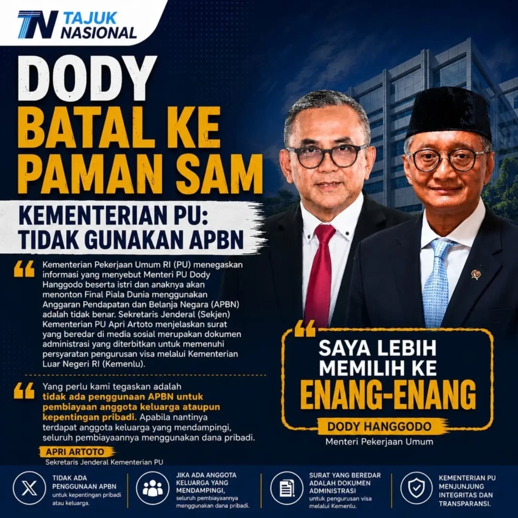 Dody Hanggodo Tegaskan Tak Gunakan APBN, Pilih ke Enang-Enang Ketimbang Paman Sam