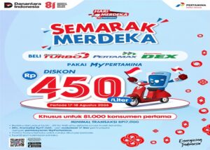 PROMO PERTAMINA - Pertamina menggelontorkan promo dan diskon spesial HUT ke-81 RI. Ada diskon Rp 450 per Liter tiap pembelian BBM jenis ini pada periode berikut, Selasa (18/8/2026). OFFICIAL INSTAGRAM MYPERTAMINA/REPRO