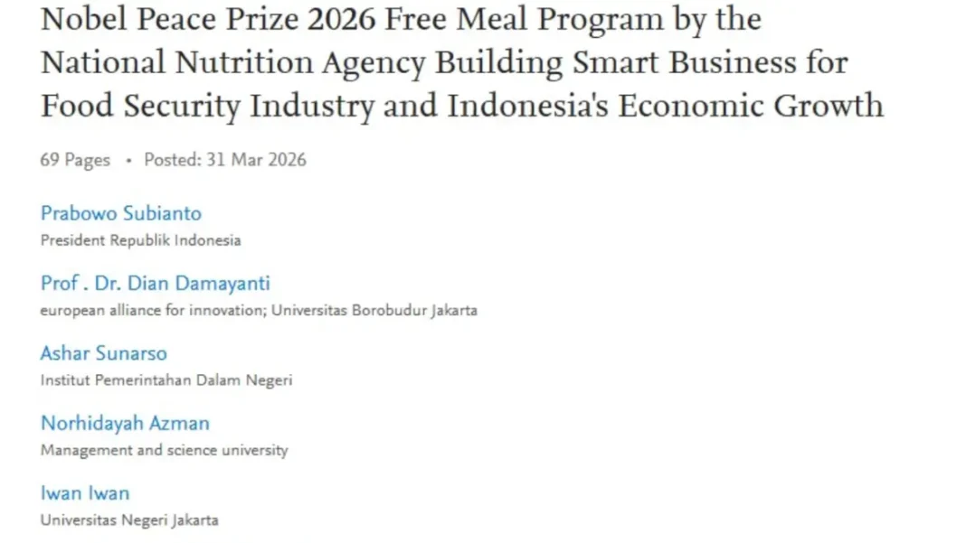 Pemerintah Selidiki Makalah Usulan Program MBG Masuk Nominasi Nobel Perdamaian 2026