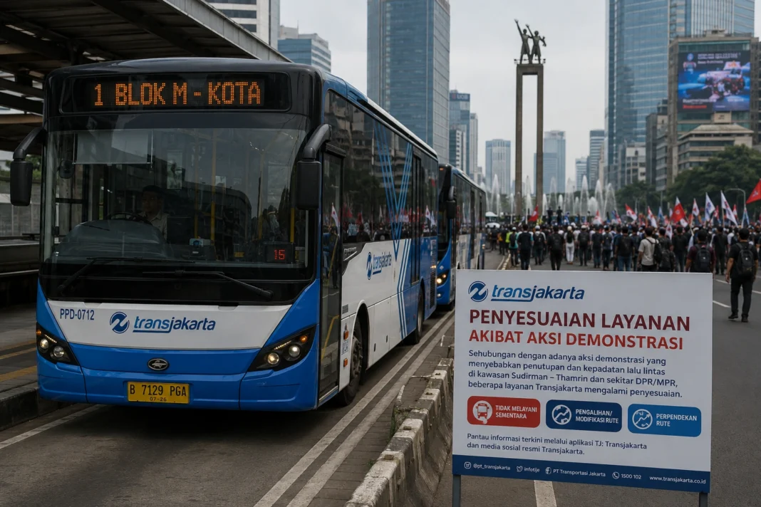 Demo di Sudirman-Thamrin, Sejumlah Rute Transjakarta Dialihkan dan Dipangkas