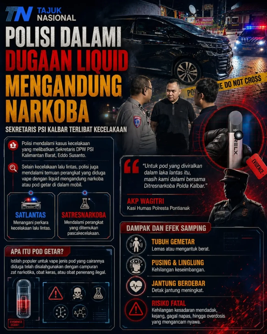 Dugaan Narkoba Sekretaris PSI, Polisi Dalami Temuan Pod Vape