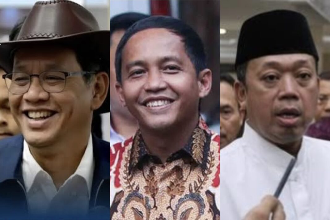Kolase foto Purbaya Yudhi Sadewa (kiri), Raja Juli Antoni (tengah) dan Nusron Wahid (kanan). Raja Juli dan Nusron jadi sorotan ditengah beberapa kasus yang menyeret nama keduanya, sedangkan Purbaya tiba-tiba direshuffle.