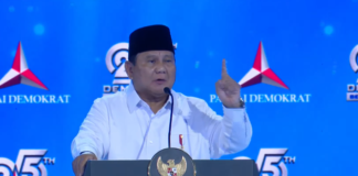 Presiden Prabowo Subianto saat menghadiri puncak HUT ke-25 Partai Demokrat di Indonesia Arena, Jakarta, Rabu (9/9/2026).