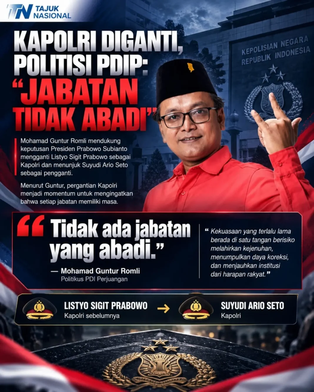 Pergantian Kapolri, Guntur Romli: Tidak Ada Jabatan yang Abadi